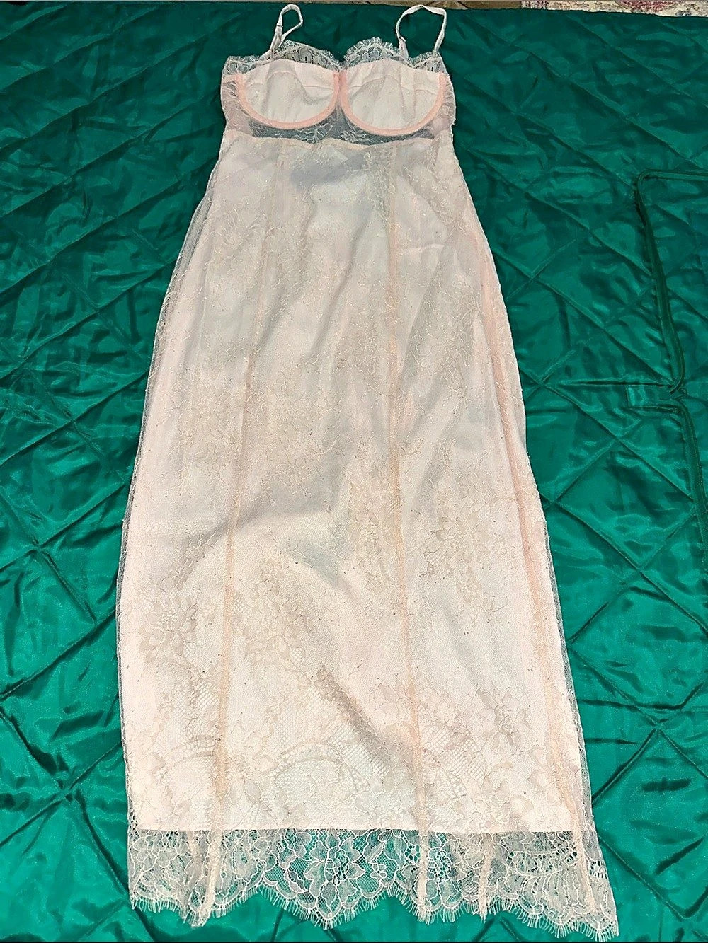 NBD Rosa Midi Dress Lace Chemise in Pink NWT